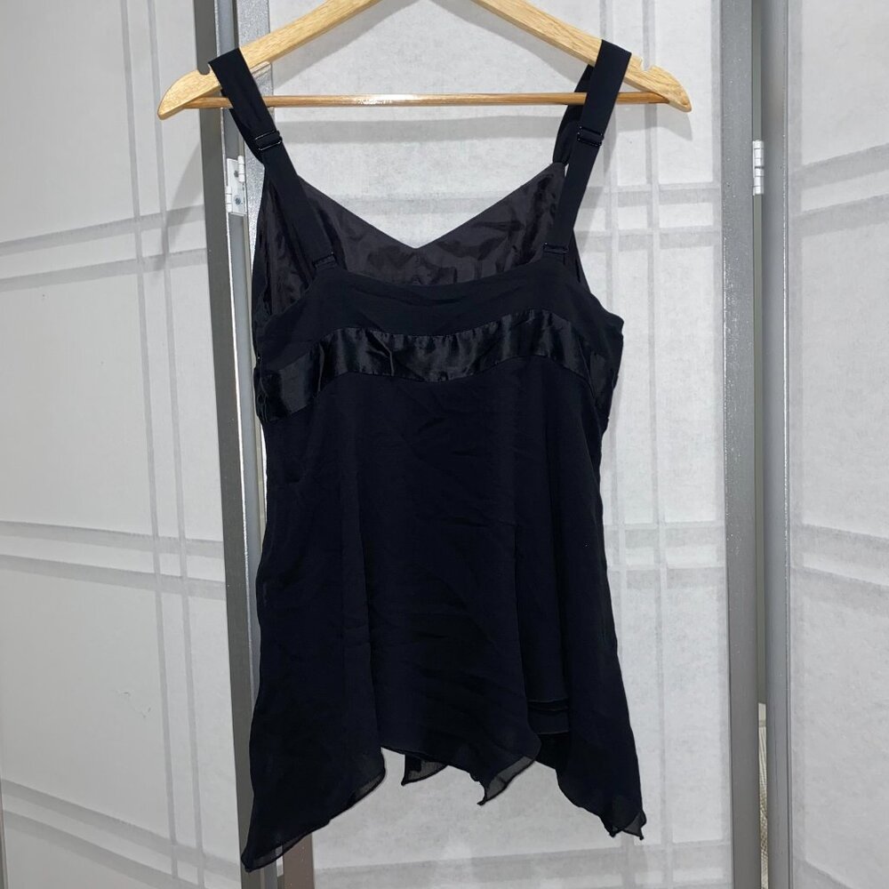 Gap Women's Empire Babydoll Chiffon Sleeveless Chiffon V-Neck Black Top - Picture 2 of 4